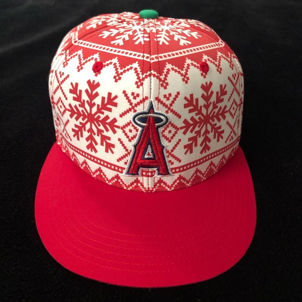 Angels Red Snowflake Baseball Cap